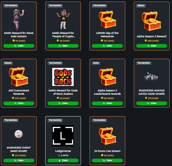 KryticalP's tweet image. Total claims since the start of Season 3: 1,378.2 $SAND (plus 886.55 from staking), 5 Ledgerverse NFT&apos;s, 1 Wizzy Hat (live stream), 1 LAND raffle.

@radcondad @Pandapops7 @TheVisionEx @TheSandboxGame @KamisawZe @borgetsebastien
#TheSandbox #GitGood  #sandfam