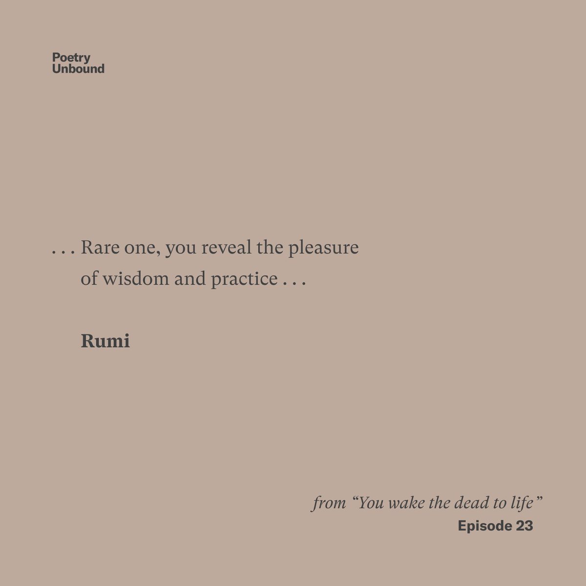 Who brings you to praise? Rumi’s poem of praise is to his great friend Shams, and through that friendship, to God. Discover Haleh Liza Gafori’s exquisite translation of the Muslim mystic & poet in this episode of Poetry Unbound. 🙏 @nybooks bit.ly/3FQXFSb