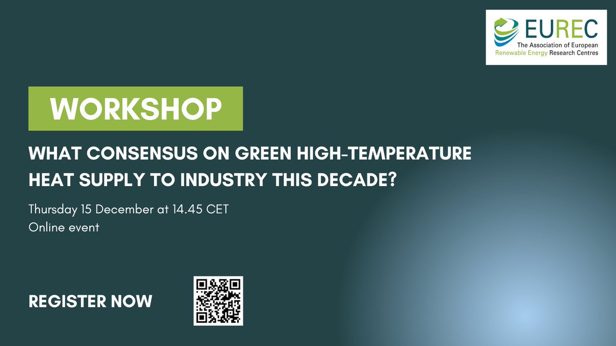 EUREC_Info's tweet photo. 🔴Our online workshop "What consensus on green high-temperature #heat supply to industry this decade?" starts in a few minutes.
Join us online here👉 https://t.co/1iJhjDSHsE https://t.co/SCFiL4Zx6d