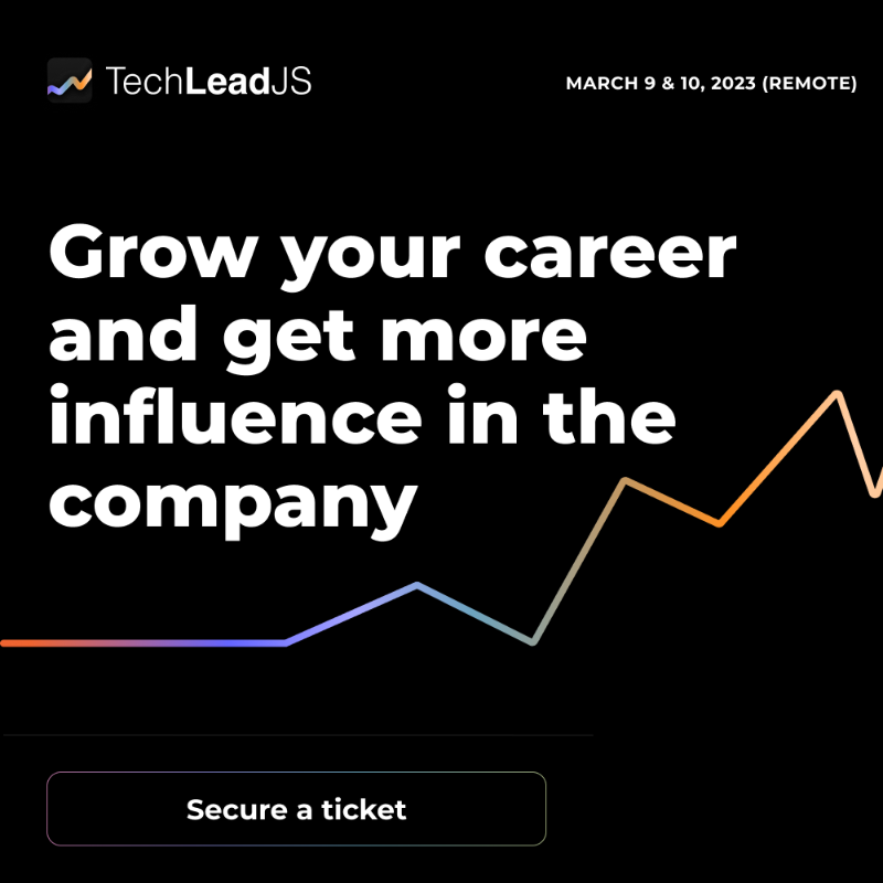 TheTechLeadConf's tweet photo. At #TechLeadJS we’ll discuss how to advance your #career by becoming more senior in the company—and get promoted!
The main topics are:
- career growth & security
- mastering interviews
- #softskills
- team/tech #leadership
- horizontal/fill-stack growth