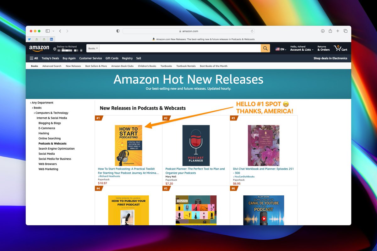 Managed to claim the #1 in new releases slot on Amazon USA in the ‘podcasts and webcasts’ category. Woo! Fancy a copy of my new book yourself? &gt;&gt; amazon.co.uk/dp/B0BPGJP7C2