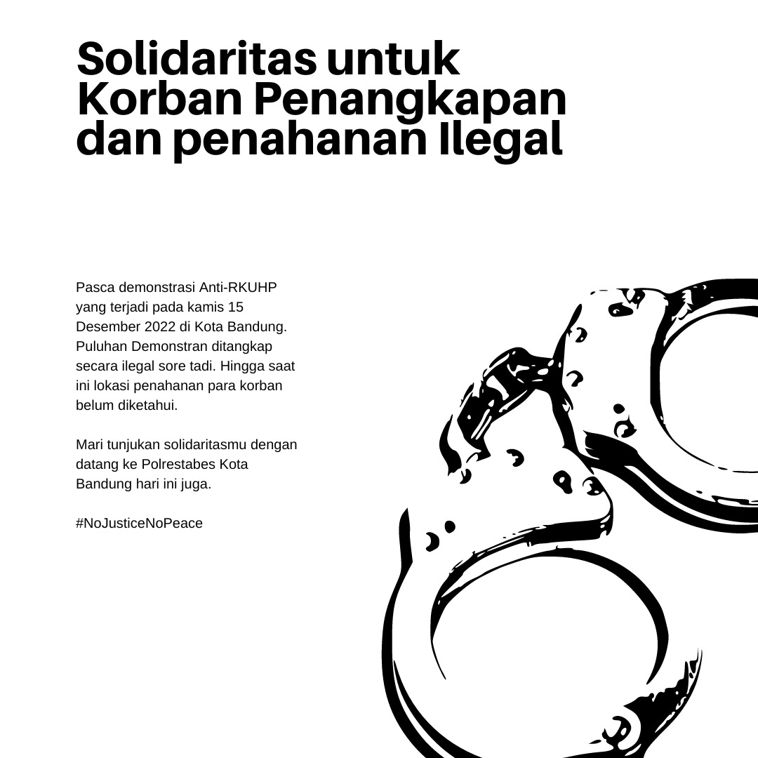 Alert!

Telah terjadi penangkapan terhadap peserta aksi penolakan KUHP di Kota Bandung

#SemuaBisakena