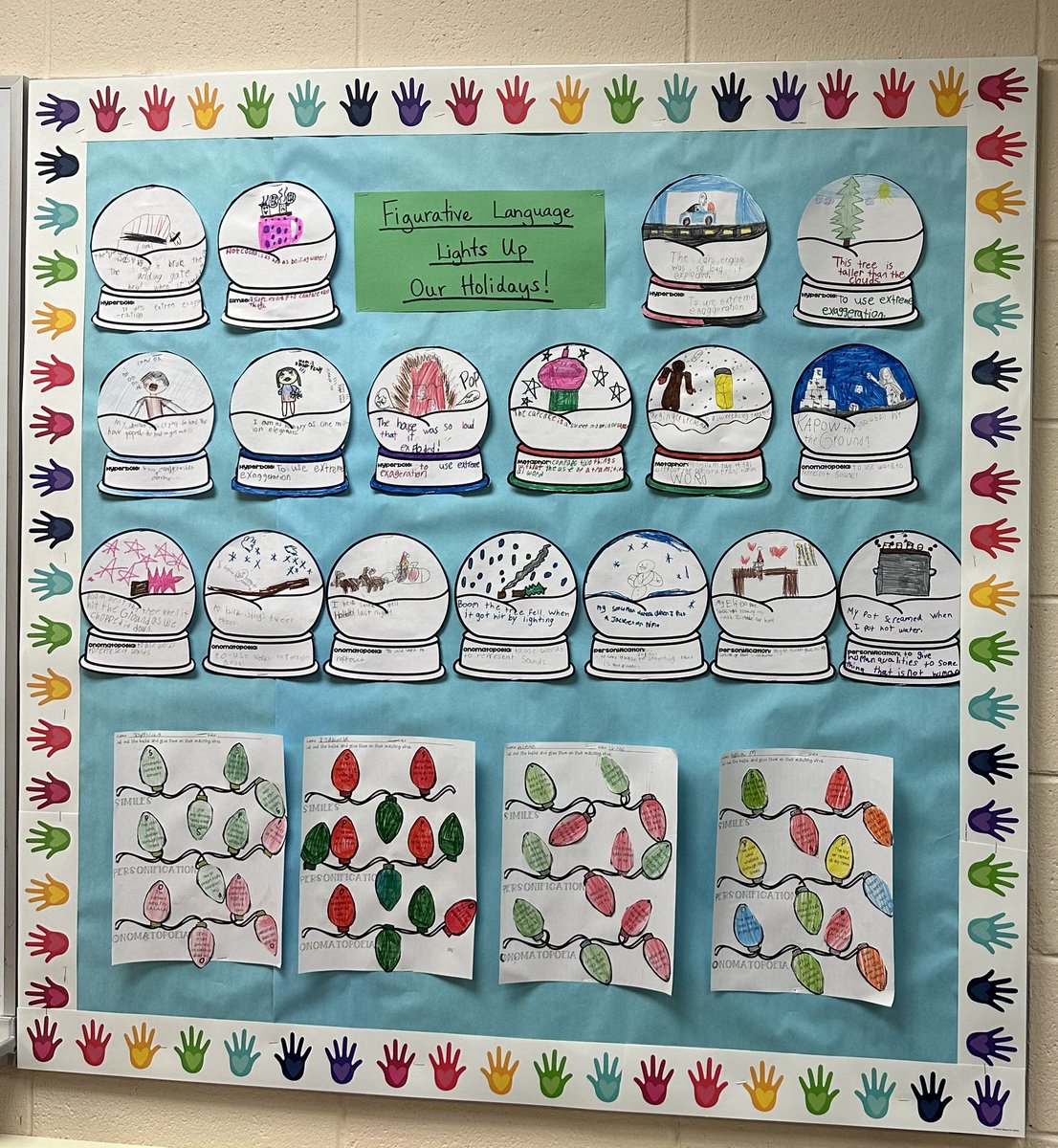 TechieMcFly's tweet photo. My students had a lot of fun this week creating figurative language snow globes and holiday lights! https://t.co/u79haDPkkf