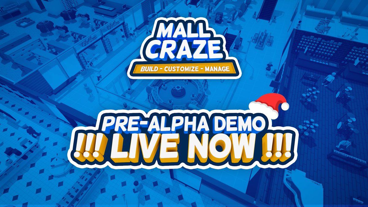 mallcrazegame's tweet photo. 📢*Announcement sound effect*📢
"ATTENTION PLEASE to all shopping customers in the mall! The Mall Craze Pre-Alpha DEMO is now Live on Steam!"

🎄Christmas has come early for all tycoon lovers this year!🎁

Download the Demo here👇
https://t.co/ADLn6XoQeR https://t.co/atXBpIIuwu
