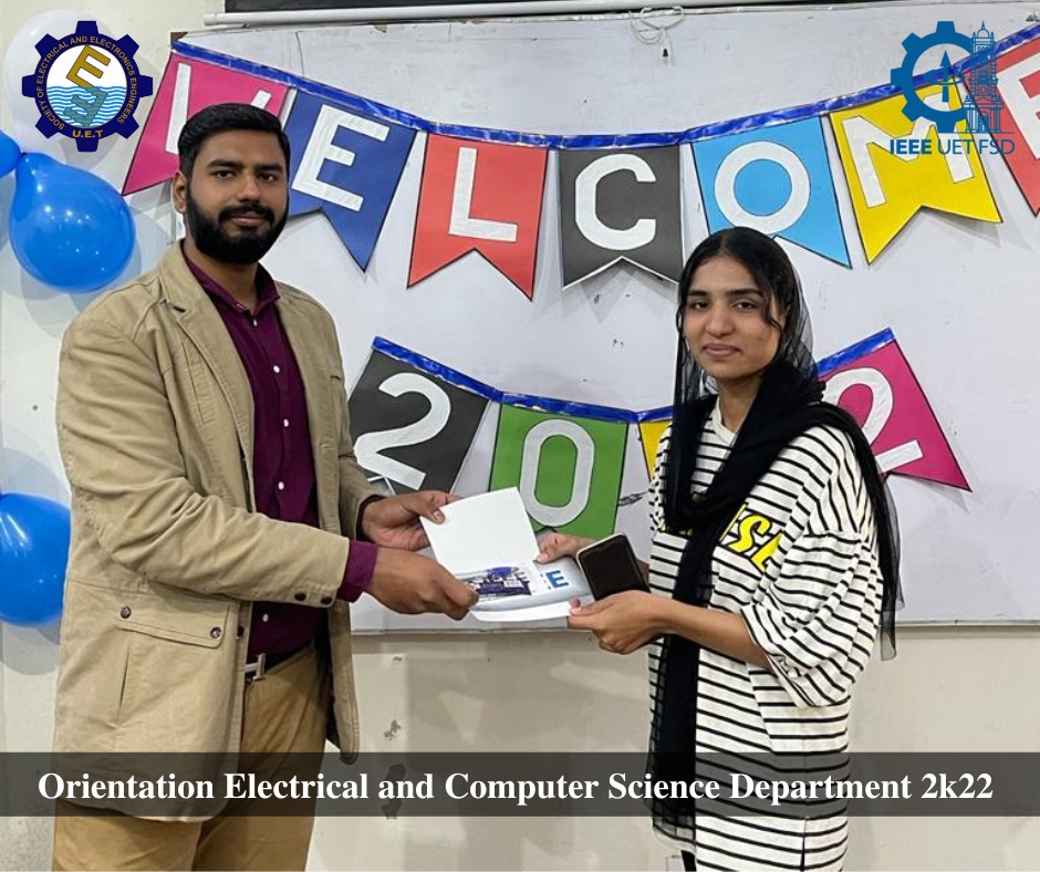 SeeeUet's tweet photo. SEEE and IEEE arrange the orientation session for students of 2k22 sessions of the Electrical and CS department. 
Chairman Dr. Muhammad Akram interacts with them. Then we provide them complete guidance related to  LMS portal training, played games and distribution of prizes. https://t.co/z9lJf3ipmp