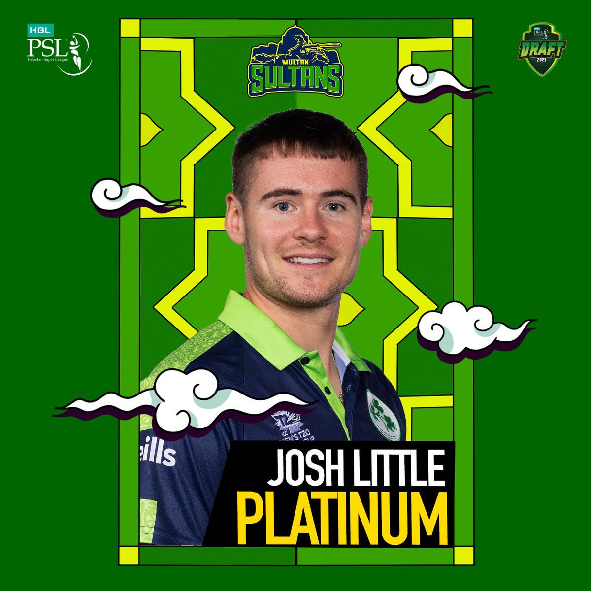 thePSLt20's tweet photo. A new Sultan makes his way into the @MultanSultans squad as Platinum pick! 

#HBLPSL8 l  #SochHaiApki #HBLPSLDraft https://t.co/WSh7Yvct7W