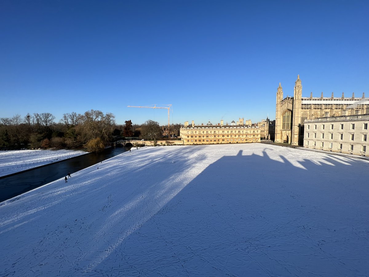 Wonderful view of the frozen river Cam from the loft <a href="/Kings_College/">King's College, Cambridge</a>.