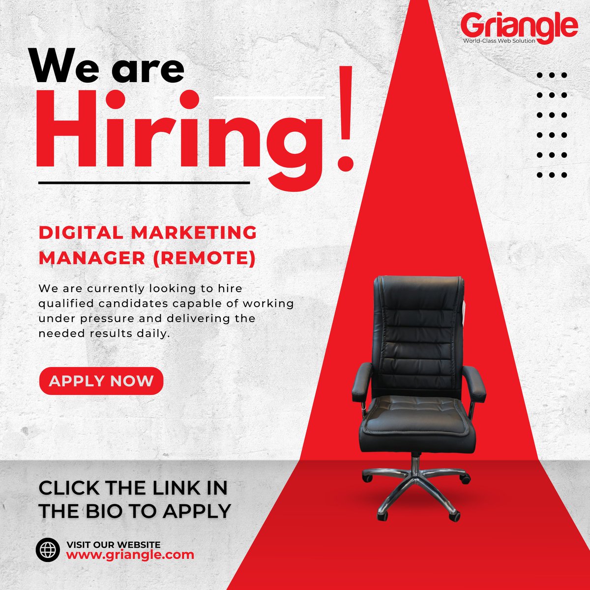 griangledigital's tweet photo. We are #hiring. 

We are currently looking to #hire a qualified Digital Marketer.

Click here to #Apply 👉  https://t.co/kCNDuOslye

#drogba #RIPTwich #Toyota #Blacks #GOAT #GOAT𓃵 #Laptop #TikTok #shoprite #hiring #HIRINGNOW #hiringalert #recruitment #Employment #digitalmarketer https://t.co/fQQfRimcEv