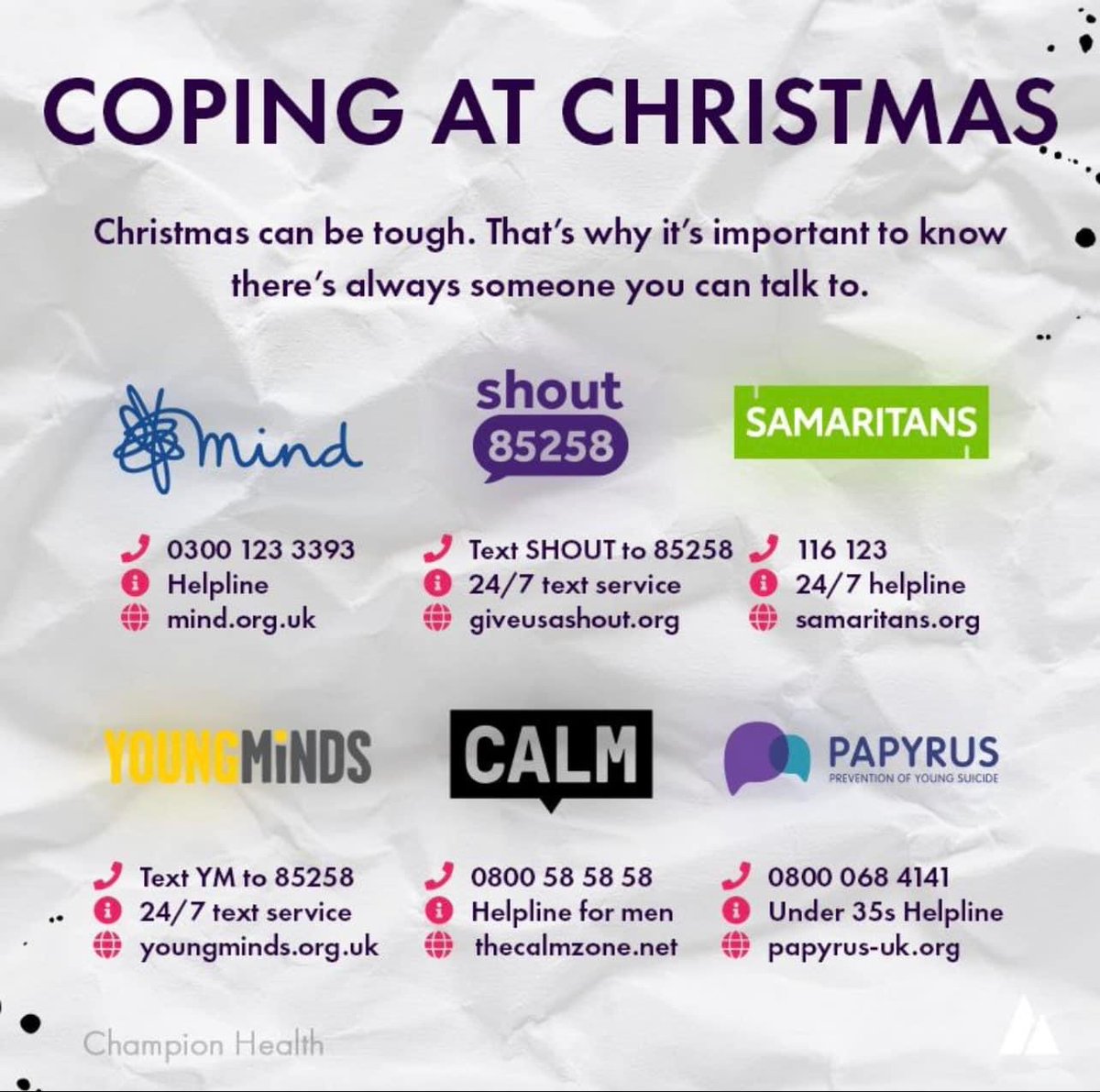 clentonF's tweet photo. Christmas can be a difficult time…….  Good to know that there is support if needed. 🤗🫂 https://t.co/hMndxGGq92