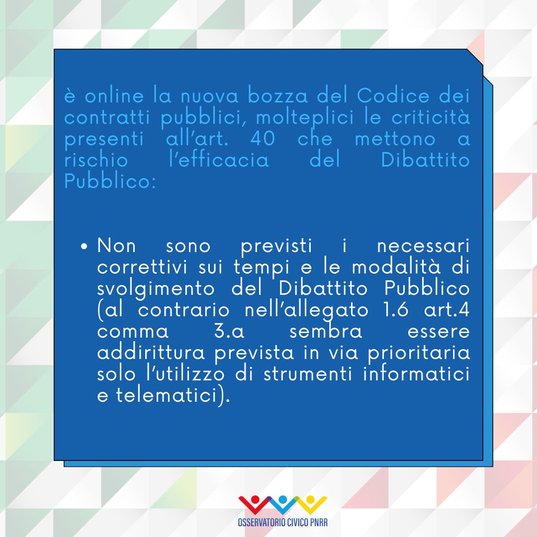 La bozza del codice degli appalti verrà discussa in CDM il 16 dic  e preoccupa il fatto che la versione che ne uscirà non si discosterà molto da questa. Purtroppo sono molteplici le criticità.
giustizia-amministrativa.it/web/guest/-/sc…

#governo