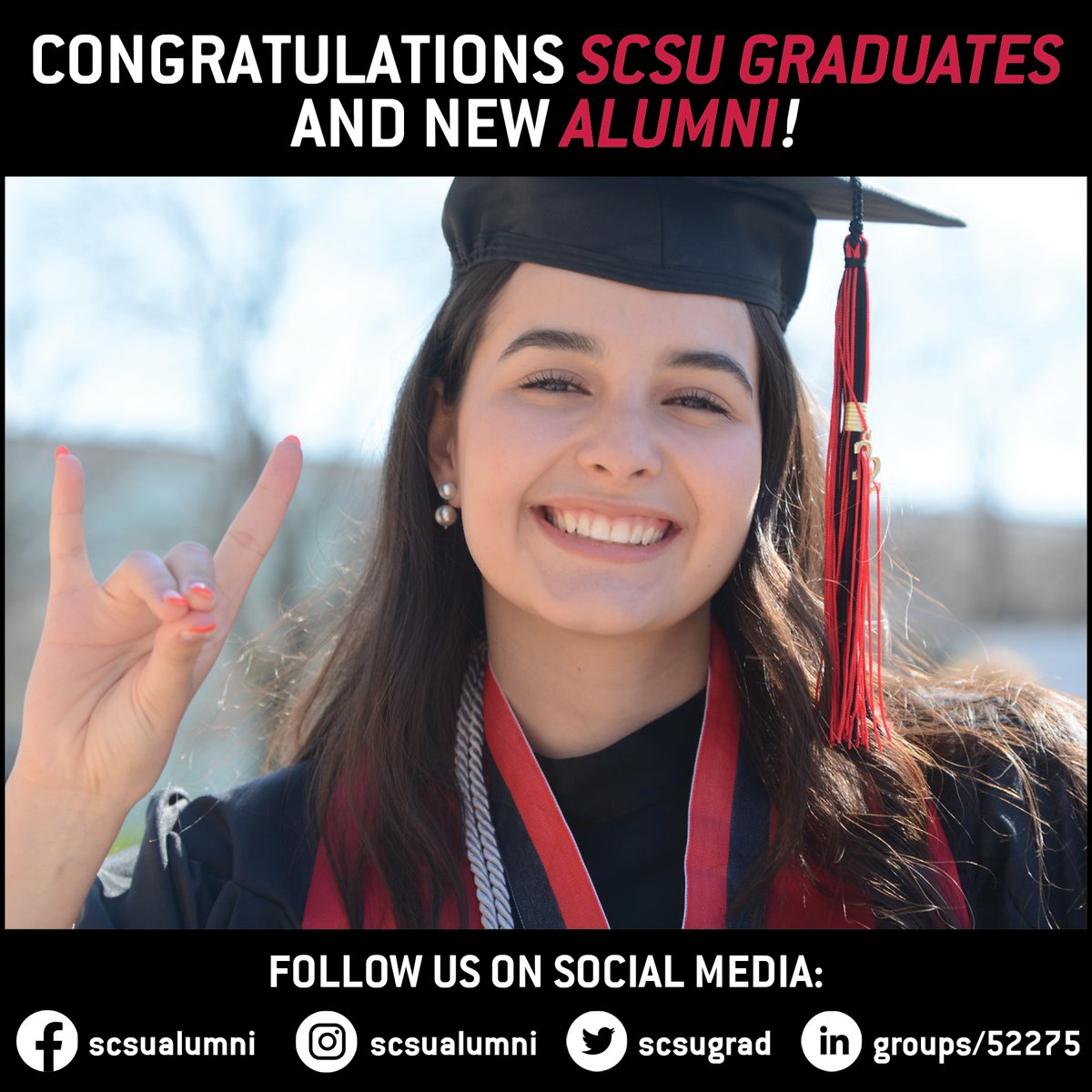 SCSUGrad's tweet photo. Happy Commencement Day to all and a big congratulations to our new @stcloudstate alumni!
Don’t forget to stay in touch with us by updating your info at https://t.co/79f3vqQHpl and following us on social media! #UnleashTheFuture #SCSUGrads #UnleashAmazing https://t.co/9F7tYTrQJZ