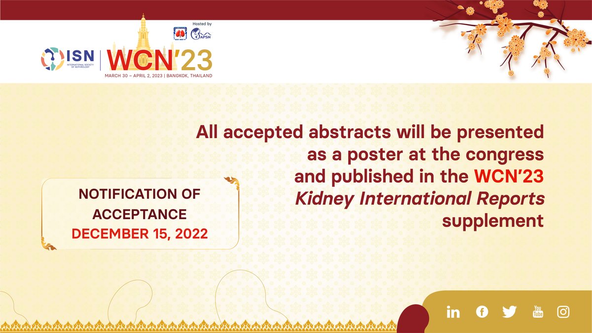 ISNWCN's tweet photo. ❓ Have you checked your email?
📣 Share the news on #SocialMedia using the WCN'23 official hashtag #ISNWCN
👏🏼 Congratulations to the accepted abstracts https://t.co/VktwufQ4XZ