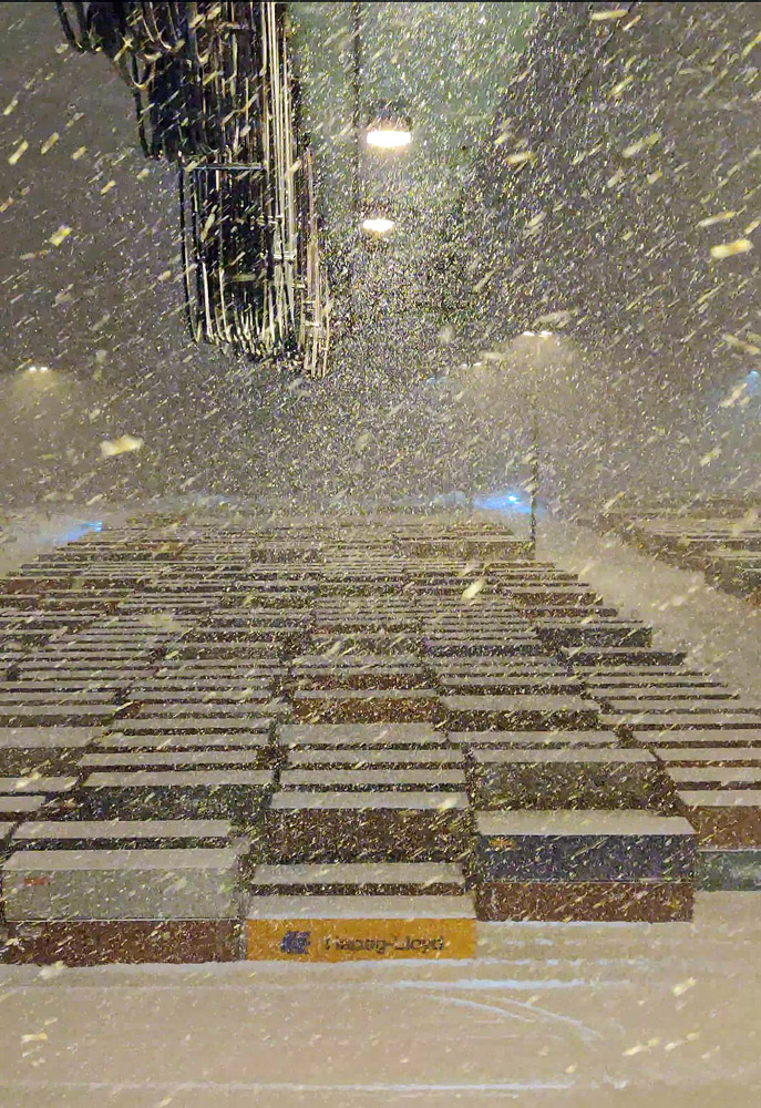 We have very difficult snow situation in Finland and it slows down operations in all our terminals in Kotka, Helsinki and Hamina. Photo from the perspective of our crane operator Joni Hampus, Kotka Container Terminal. #winter #devember #snow