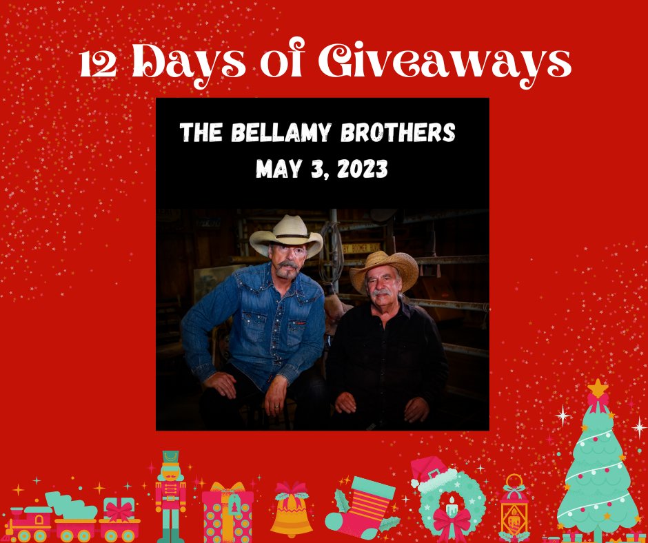 conexusartscntr's tweet photo. Like, comment, or RT for your chance to win two tickets! Random draw tomorrow at 11:00 AM. The Bellamy Brothers on Wednesday, May 3!
#thebellamybrothers #12daysoftickets #contest #12daysofchristmas #giftidea #christmas #yqr #seeyqr #yqrevents https://t.co/IEkMHt6ocy