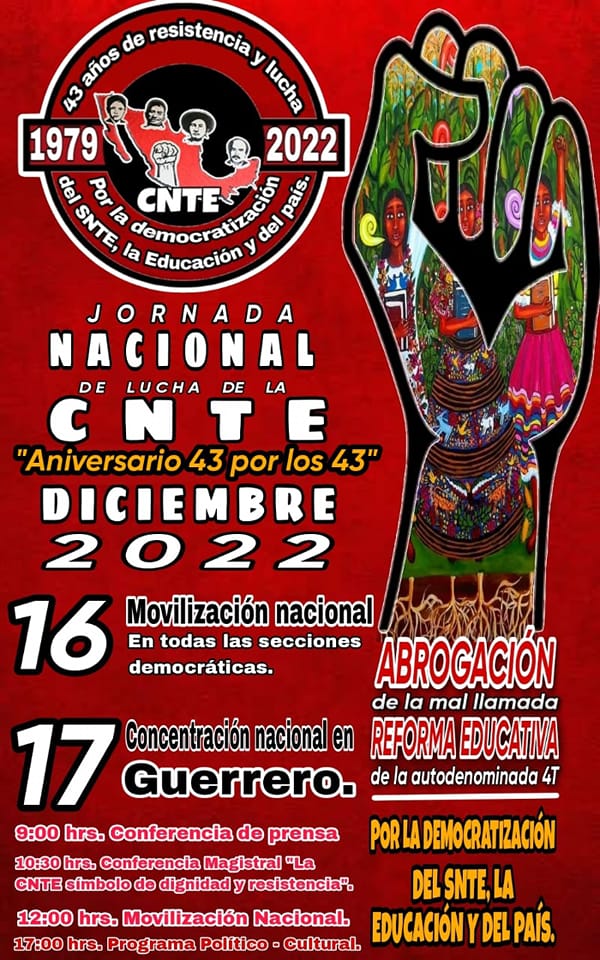 LuchaDeClasesMx's tweet photo. Jornada Nacional de Lucha de la #CNTE a 43 años de su fundación.
¡De Chiapas a Sonora con la Coordinadora! 
#LuchaDeClases https://t.co/4wKhQNDtQH