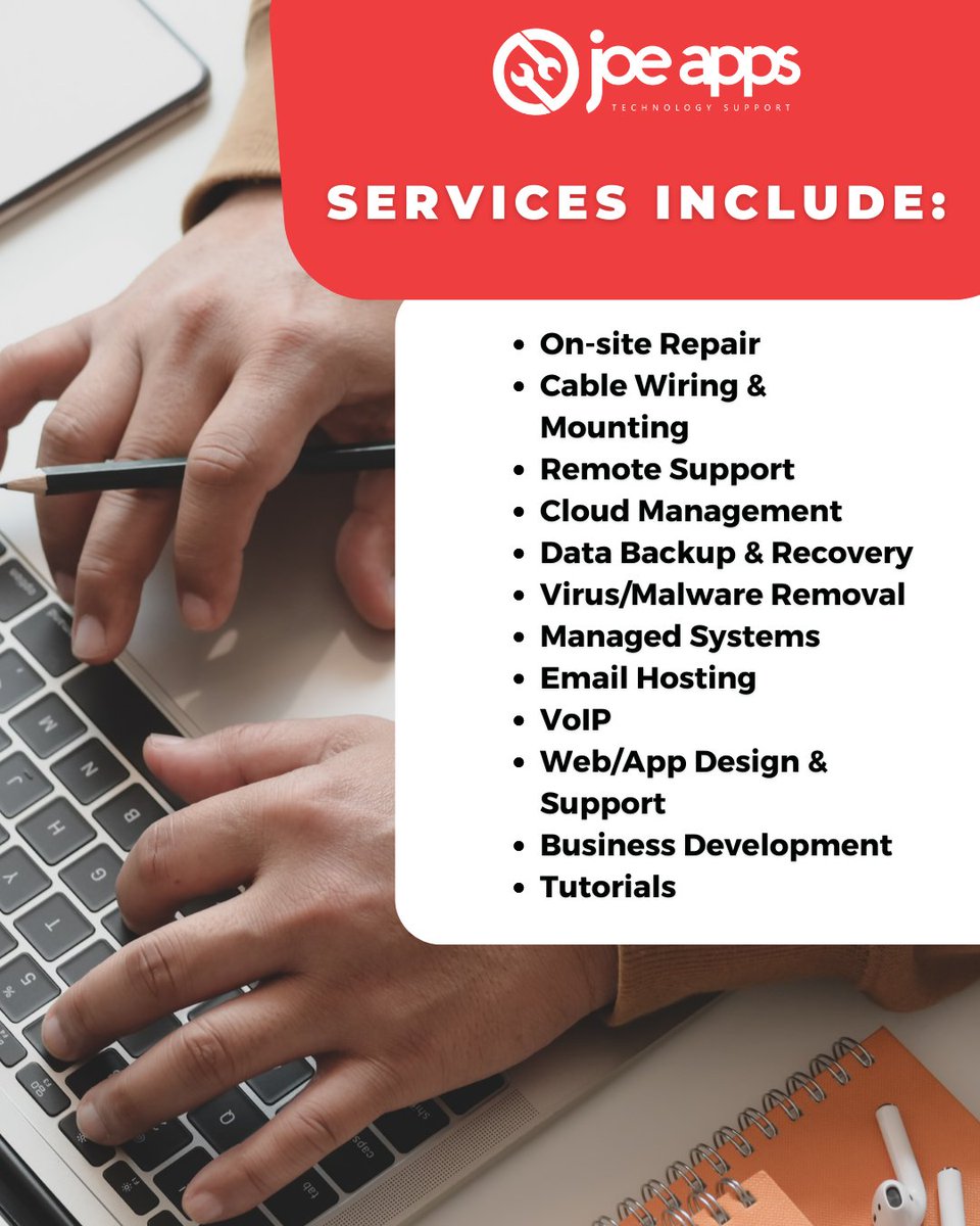JoeAppsSupport's tweet photo. We provide support on-site, in-shop, remotely, or by phone or email. We are happy to complete an assessment to ensure you receive the best solutions.
Learn more: https://t.co/gX2vTWXB5F
#JoeAppsTech #JoeAppsTechSupport #TechSupport https://t.co/I9XKRhgRL7