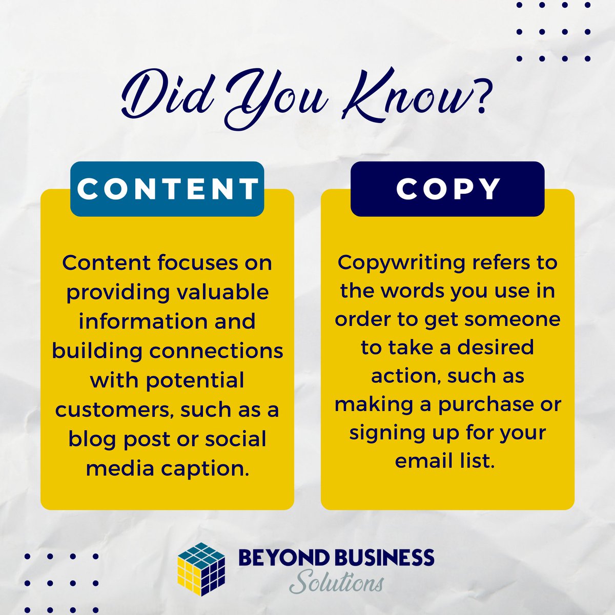 GrowwithBBS's tweet photo. Copywriting and content writing are two vital aspects of any marketing strategy, but they are often confused with one another.
Read my blog post, “Copy Vs. Content: Tips For A Successful Marketing Strategy”, to learn more. 

https://t.co/RxrNAKSa82
#contentwriting #copywriting https://t.co/fYW4PFXxZ8