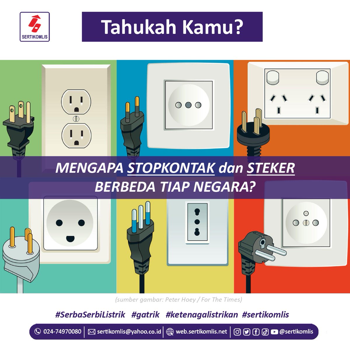 sertikomlis's tweet photo. Tahukah Kamu?
Mengapa stopkontak dan steker berbeda tiap negara?
- sebuah utas -
1/7
#serbaserbilistrik #gatrik #ketenagalistrikan #sertifikasikompetensi #stopkontak #steker #plug #socket #WorldStandards https://t.co/76q2oWJSEs