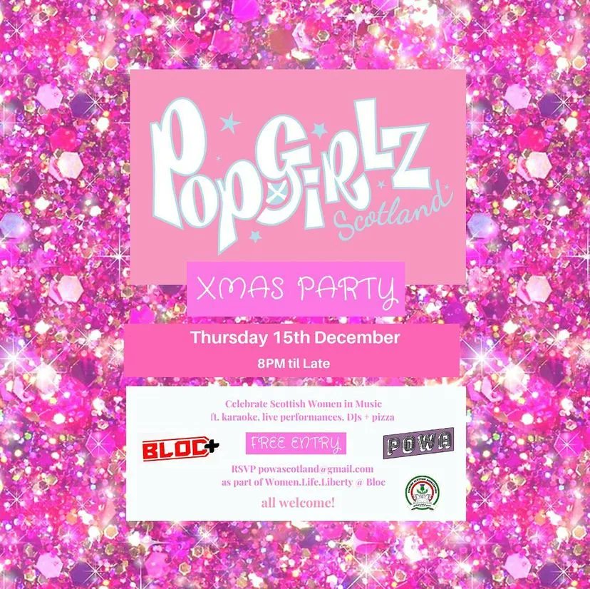 Tonight is the night for @popgirlzscot Xmas party! @powascotland is extremely proud to help organise thing bangin' wee party. @kohlamusic from @popgirlzscot is hosting a brilliant night for us, with Popgirlz DJs after midnight!! #Djs @itskatherinealy @philomenahhh @ilunadj