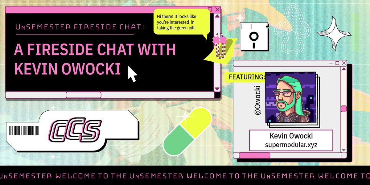 Join the UnSemester Fireside Chat with <a href="/owocki/">owocki</a> from <a href="/supermodularxyz/">supermodular transitioned into gitcoin ecosystem</a> 
 
Hosted by <a href="/courtlandleer/">Courtland Leer</a> where they will chat - regen, public goods, hyperstructures, supermodularity, coordination.

Dec 16 | 3-4pm ET 

Register here dandelion.earth/events/6393380…