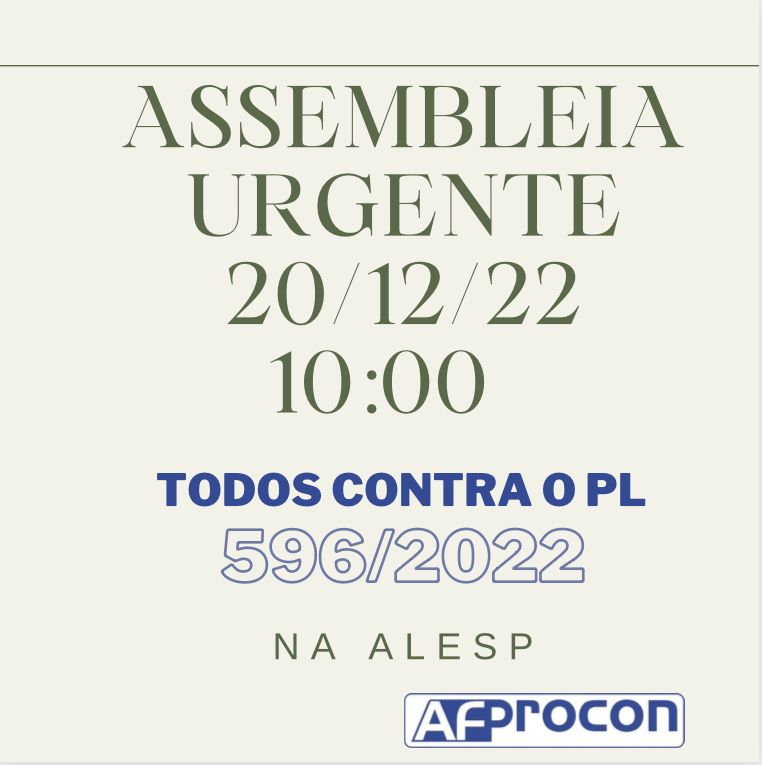 afproconsp's tweet photo. No próximo dia 20/12 está prevista a votação do PL 596/2022, que enfraquece a atuação do Procon/SP na aplicação de multas a fornecedores que descumprem o CDC. Convidamos a todos(as) funcionários(as) a comparecerem na Alesp a partir das 10h https://t.co/65wd1Xgpe0