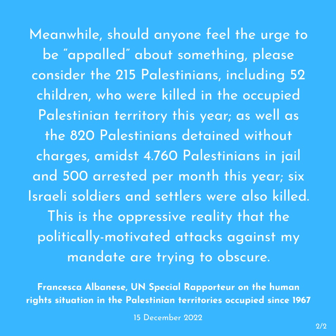 Thank you to those who have expressed their solidarity after yet another politically-motivated attack against my mandate. The aim is to obscure the oppressive reality I am mandated to report on. I will not let anyone define who I am and what I stand for.