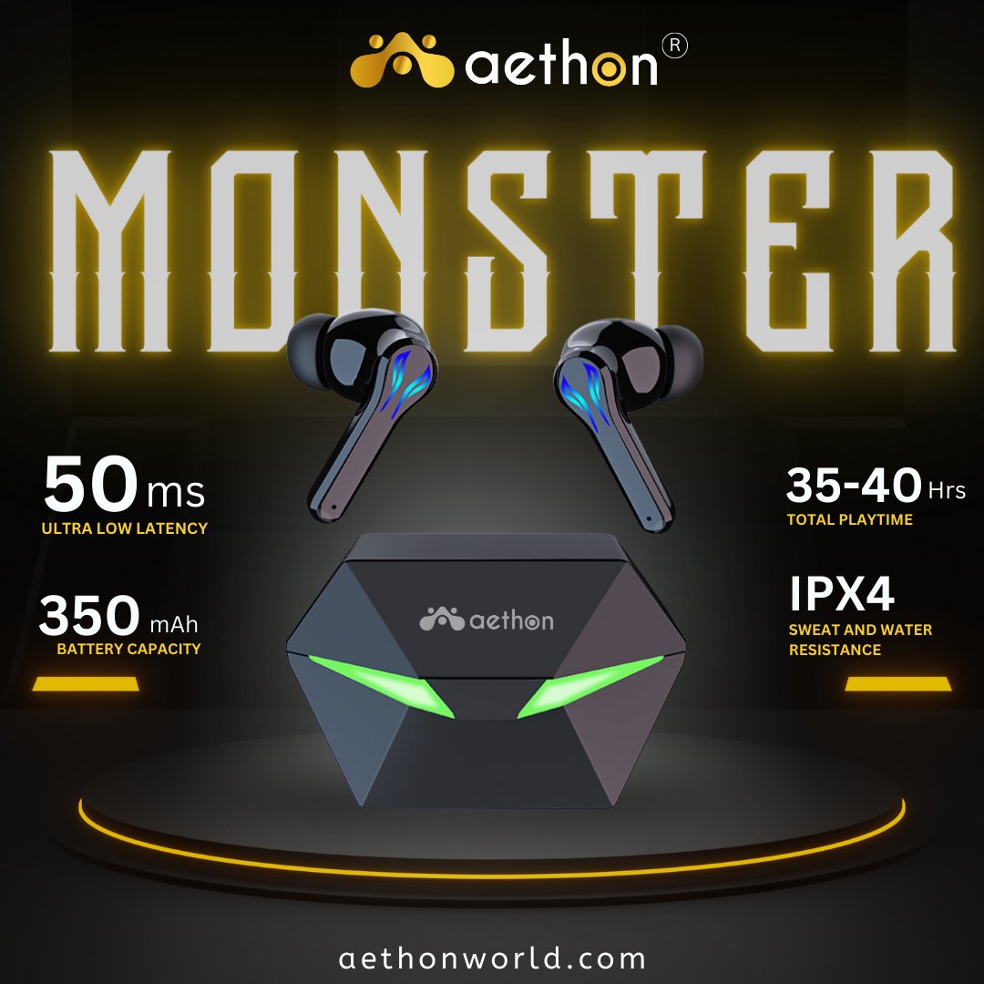 AethonWorld's tweet photo. "MONSTER" by Aethon โจ
Dual mode
- Gaming๐ฎ -music๐ง
A shared experience you'll never regret Check it out at Amazon, Flipkart and aethonworld
#aethon #aethonworld #monster #earphones #titanwings #gaming #music #quality #reelsinstagram #keepthegameon #keepthegameonwithaethon https://t.co/VU5wIbfC9J