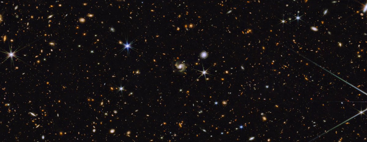 LMSpace's tweet photo. You can pick your jaw up off the floor at anytime. 😮

This image, captured by a combination of @NASAWebb’s instruments, including our #NIRCam primary imager, shows the wonders contained in a tiny portion of the sky. 🔭 #lookupmore https://t.co/Q8A3x7GYnE