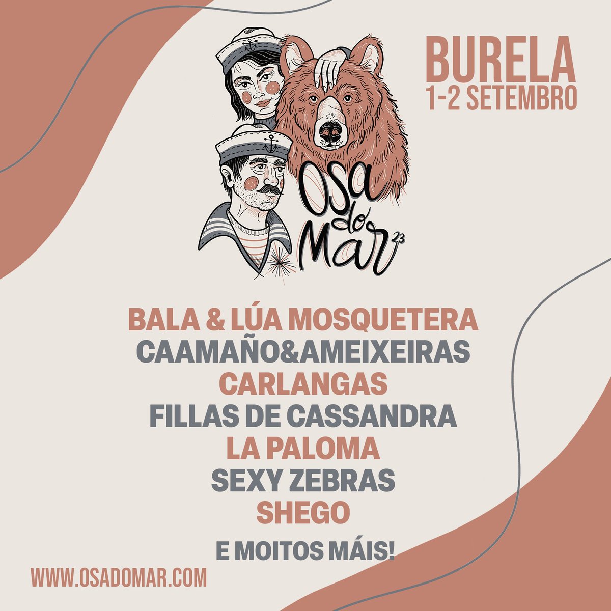 OsadoMar's tweet photo. 📢 Xa temos as primeiras confirmacións do Osa do Mar 2023!
🎟️Enlace ás entradas na bio.
Aínda quedan bandas por confirmar! 
Qué vos parece? 🧏🏾‍♀️🐻🌊 https://t.co/BcLqAZVvDD