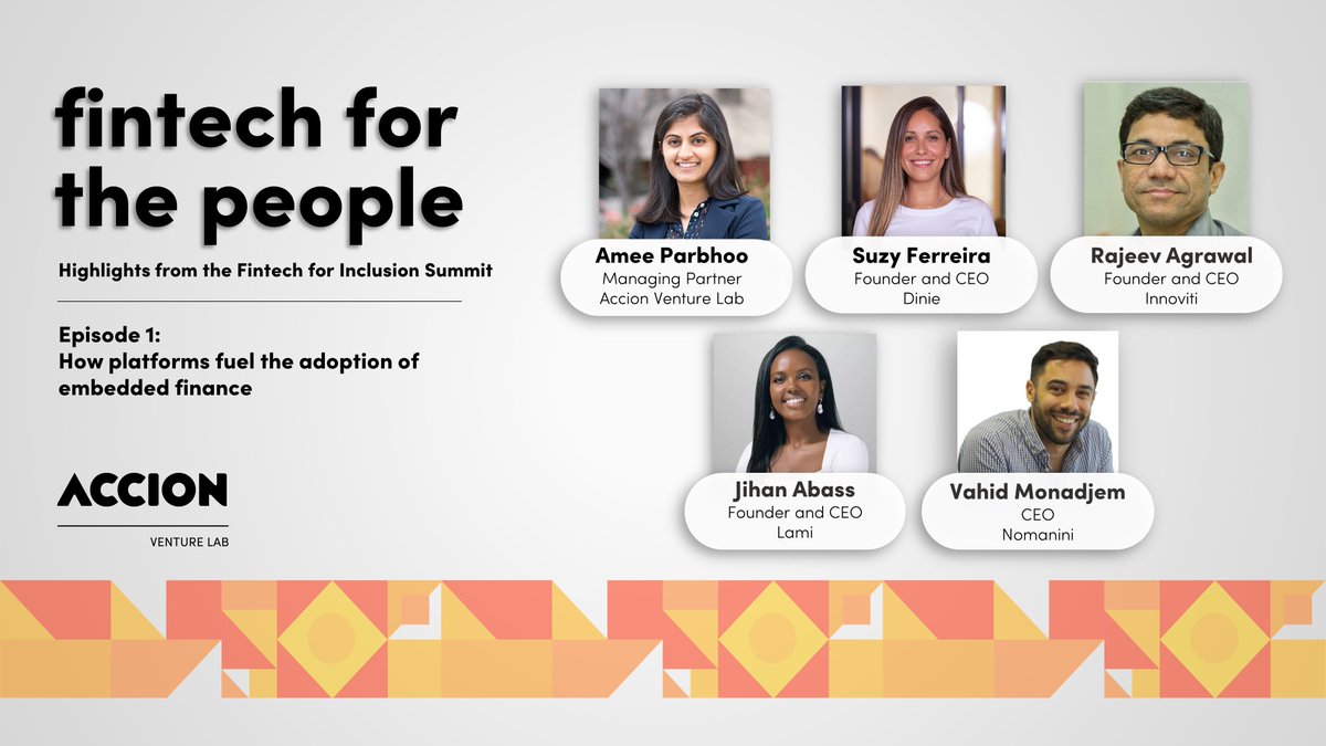 Our special season of Fintech for the People podcast: Highlights from the #FIGS22 is here!

<a href="/Parbhoo_Amee/">Amee Parbhoo</a> talks to <a href="/sferreiraevans/">Suzy Ferreira</a> of <a href="/ContaDinie/">Dinie</a>, Vahid of 
<a href="/Nomanini/">Nomanini</a>, Jihan of <a href="/LamiInsurtech/">Lami</a>
<a href="/RajeevInnoviti/">Rajeev Agrawal</a> of <a href="/Innoviti1/">Innoviti Technologies : Your growth partner📈</a> about #EmbeddedFinance 

Listen: link.chtbl.com/6MpJqLHi