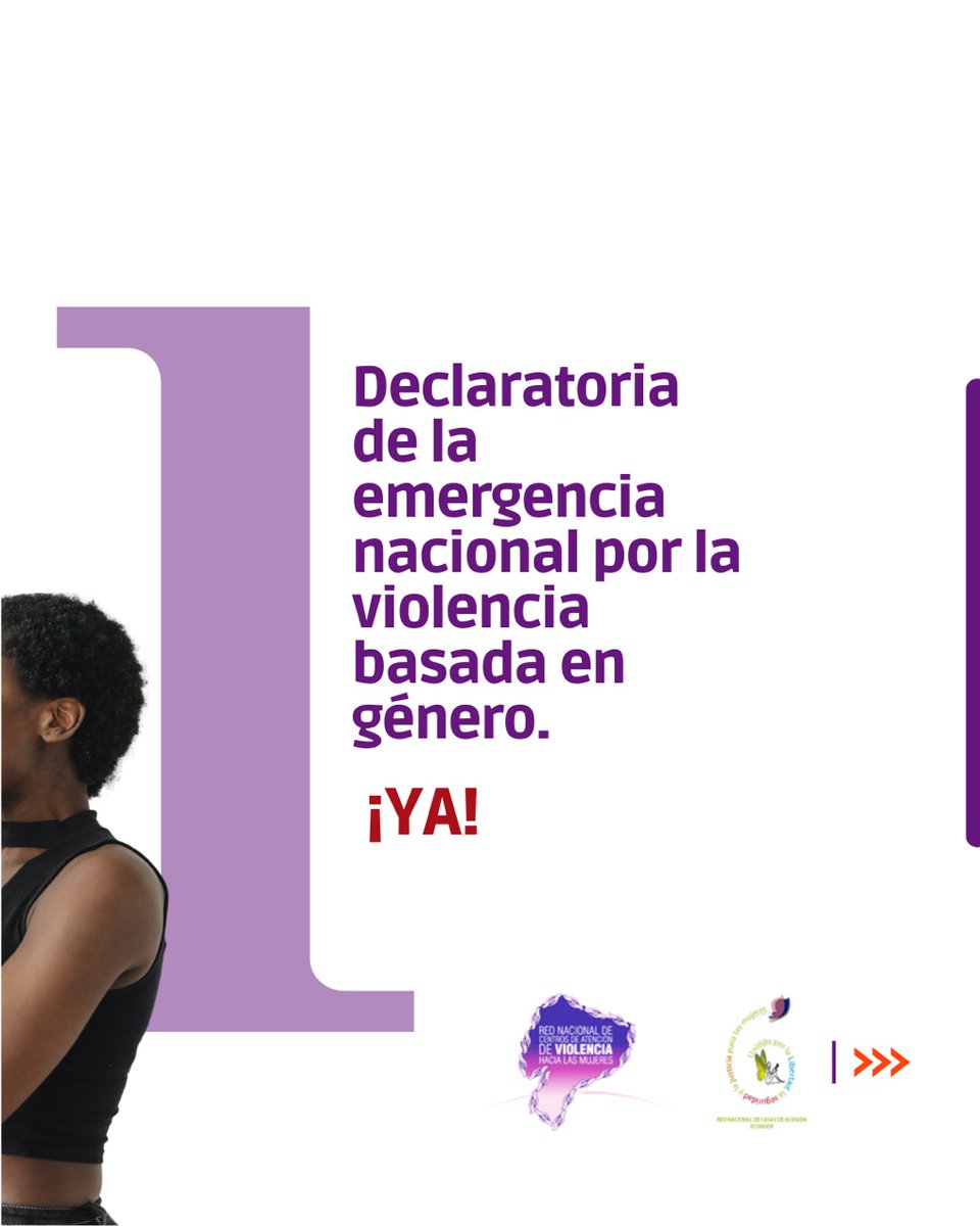 Primera 1⃣
👇🏾
<a href="/LassoGuillermo/">Guillermo Lasso</a> <a href="/DDHH_Ec/">Viceministerio de la Mujer y Derechos Humanos</a> <a href="/Paoflouj/">Paola Flores</a>
 
🔥💜 Exigimos que el país se declare YA en emergencia nacional por la #ViolenciaDeGénero 

¡La vida de las mujeres, mujeres trans y niñas cuentan! Hoy nos unimos para exigir la erradicación de la violencia. 

Sigue 🧵