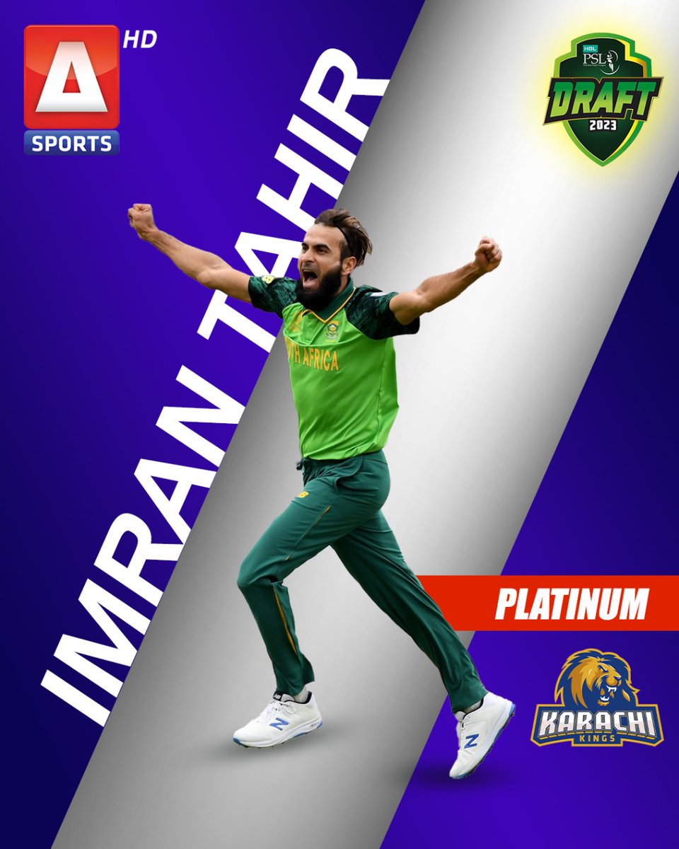 asportstvpk's tweet photo. Karachi Kings is super-excited to have Imran Tahir in Platinum Category for PSL8! 

#HBLPSLDraft | #HBLPSL8 | #ASports | #KarachiKings https://t.co/P223H7n38g