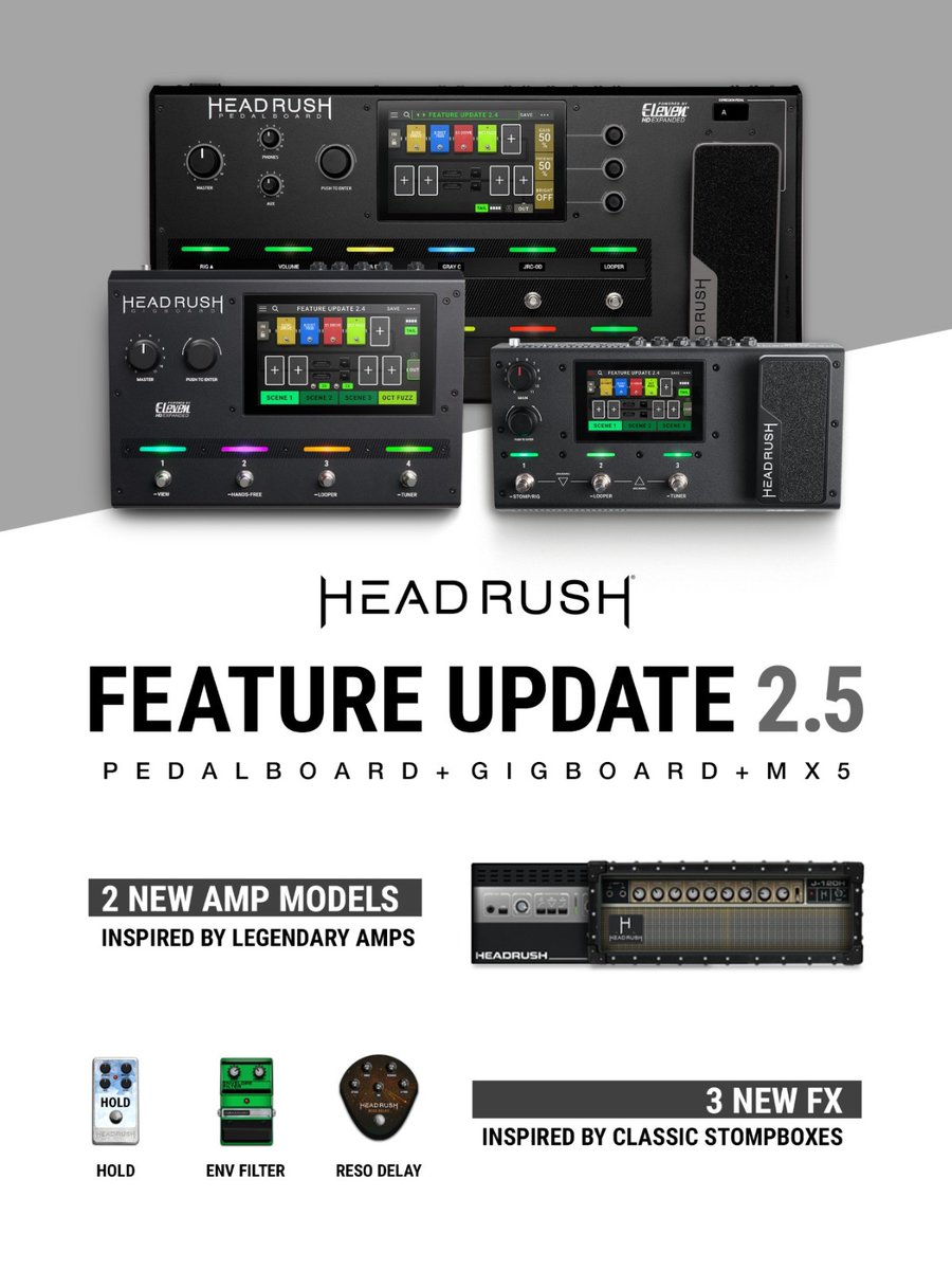 Visit the Headrush website to download Feature Update 2.5 now! 👉 headrushfx.com/downloads