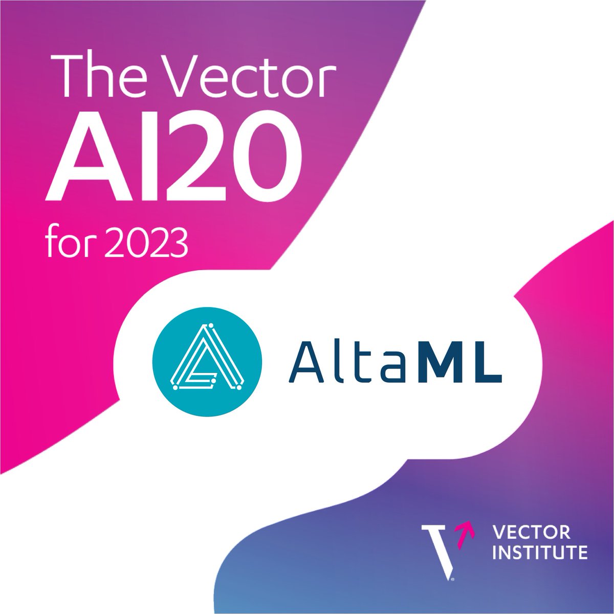 altaml_com's tweet photo. AltaML is excited to announce that we’ve been named one of the 20 companies on @VectorInst’s inaugural #VectorAI20 for 2023 list, spotlighting 20 Canadian AI companies to watch in 2023.
Discover the full list of winners here: https://t.co/bkg2Vehhz4 https://t.co/ZizQUmKDqw