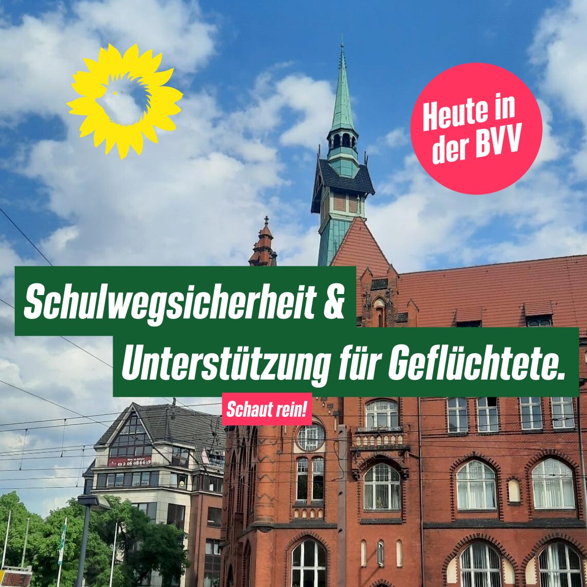 gruene_bvv_lbg's tweet photo. Bündnisgrüne Schwerpunkte in der heutigen #bvvlbg: Schulwegsicherheit und Unterstützung wohnungssuchender Geflüchteter. Schaut rein! Ab 17 Uhr im Live-Stream: https://t.co/IqtaxAFoOf (1/4) https://t.co/DfI887aWVe