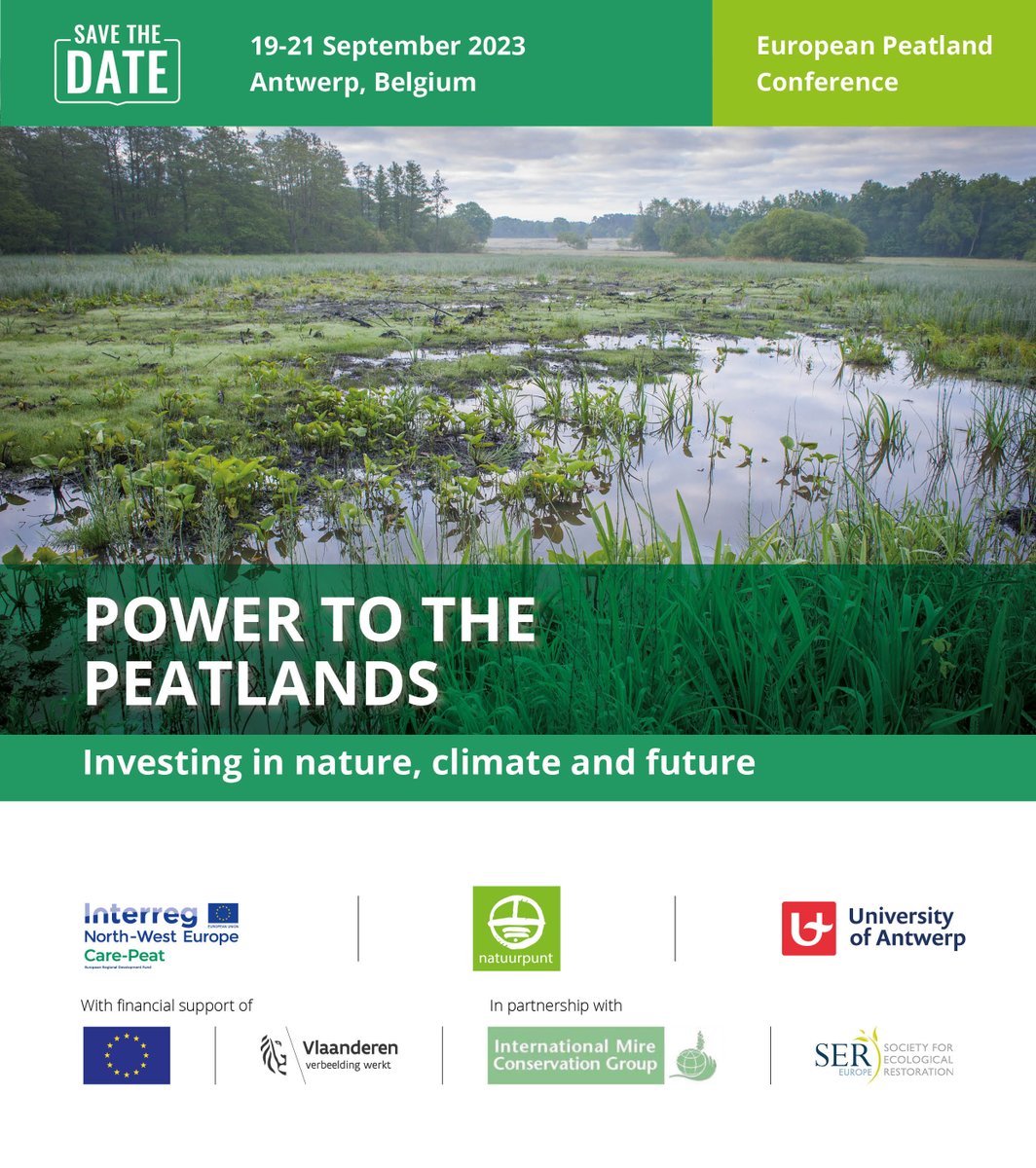 In September, the European Peatland Conference will be organised in Antwerp. During the conference questions and solutions will be discussed through lectures, workshops and field visits. 

Stay informed about the conference: lnkd.in/eDmS_dHS