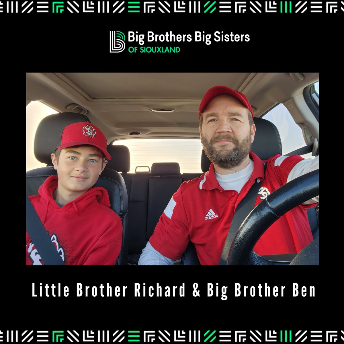 🌟 Throwback Thursday featuring Little Brother Richard and Big Brother Ben on their way to D-Days (Dakota Days) this Fall. Always so cool to see our Bigs and Littles on match outings! 🤩