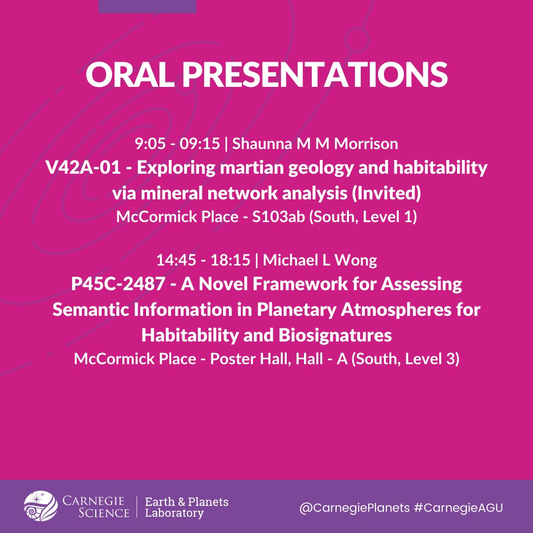 CarnegiePlanets's tweet photo. It's Thursday! What's on your #AGU22 schedule? 

Here's what's on ours👇 
#CarnegieAGU
(@s__morrison @miquai @JamesDottin3 @CompuCian) https://t.co/ipEEdFFncE