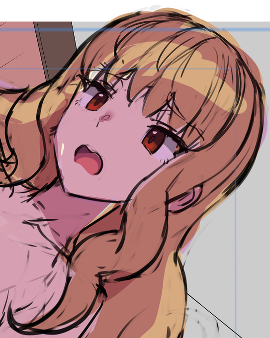 あす更新予定FANBOX限定イラスト、本体カラーラフのメドが立ち、先に背景をある程度用意まで。 