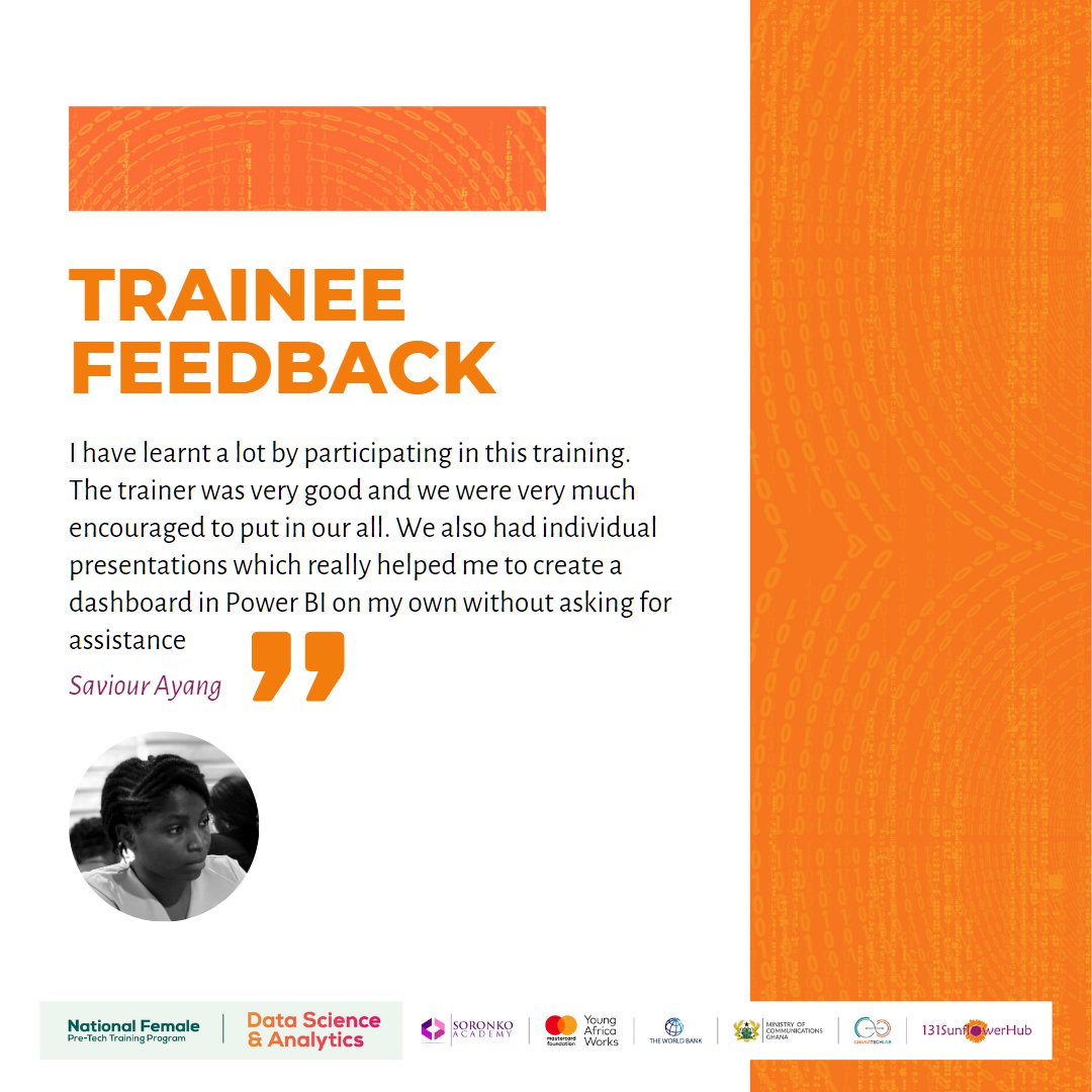 131SFH's tweet image. Saviour Ayang spent 3 weeks being trained in Data Science as a participant in the National Female Pre-Tech Training Program. She expressed her views on the program.
#pretechtraining
#DataScience
#dataanalytics
#datascienceandanalytics