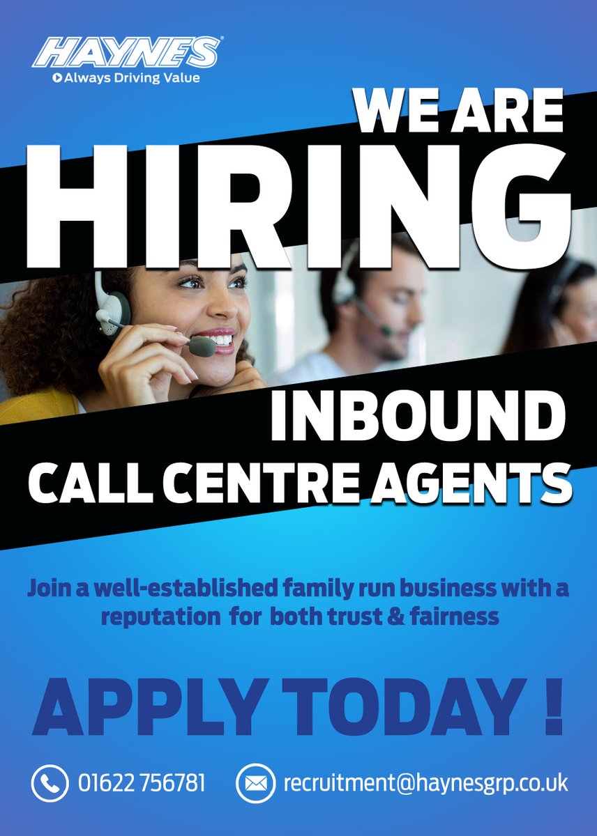 HaynesFord's tweet photo. We are Recruiting !
Are you interested in joining one of Kent's leading family businesses ? Do you have you an excellent telephone manner and a dedication to customer service ?
If so then click here >
https://t.co/8uKpC9hHoK

#Recruiting #opportunity #jobalerts https://t.co/PWhPcjTBsz