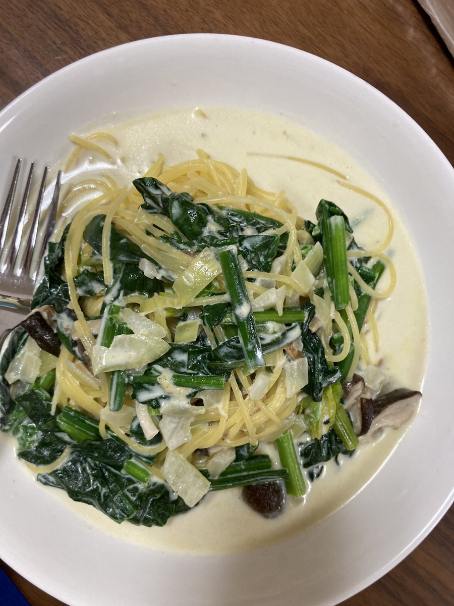 ほうれん草のクリームパスタの日