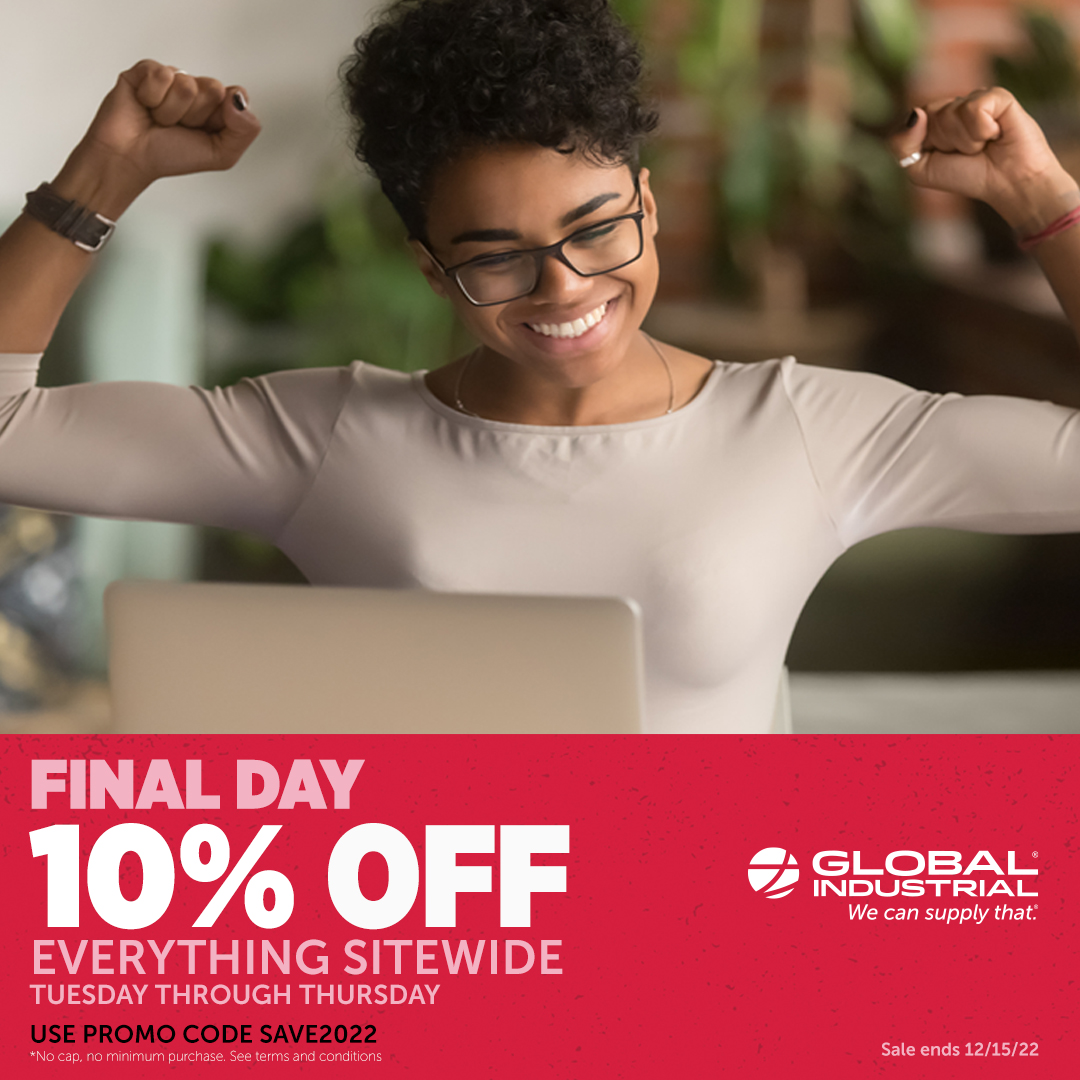 It’s the final countdown. Last chance to get 10% off sitewide. 🏷️

https://www.globalindustrial.c