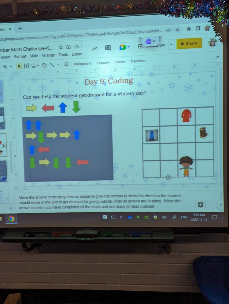 MelansonTeach's tweet photo. We named the little guy Marty. On the first try we got Marty a little lost but we know how to show perseverance and helped him get ready for outside! @KnollwoodPark1 @tvdsbmathk8 #TVDSBDecemberMathChallenge https://t.co/v68KoEiriL