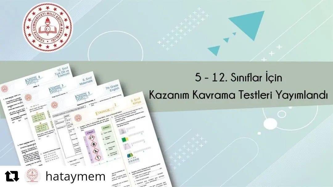 5 - 12. Sınıflar için Kazanım Kavrama Testleri Yayımlandı.
📢 odsgm.meb.gov.tr/www/5-12-sinif… 
<a href="/tcmeb/">Millî Eğitim Bakanlığı</a> 
@hatayvaliligi 
@seyitalibuyuk 
<a href="/hataymem/">Hatay İl Millî Eğitim Müdürlüğü</a>