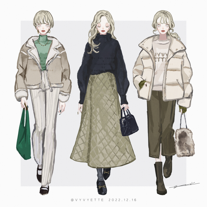 「2022-23 秋冬ファッション まとめ 」|ツツイモモエのイラスト