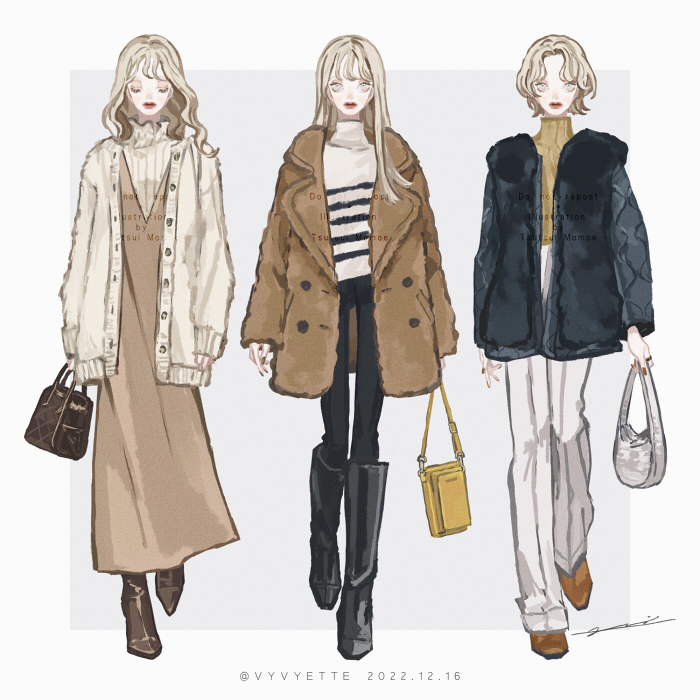 「2022-23 秋冬ファッション まとめ 」|ツツイモモエのイラスト