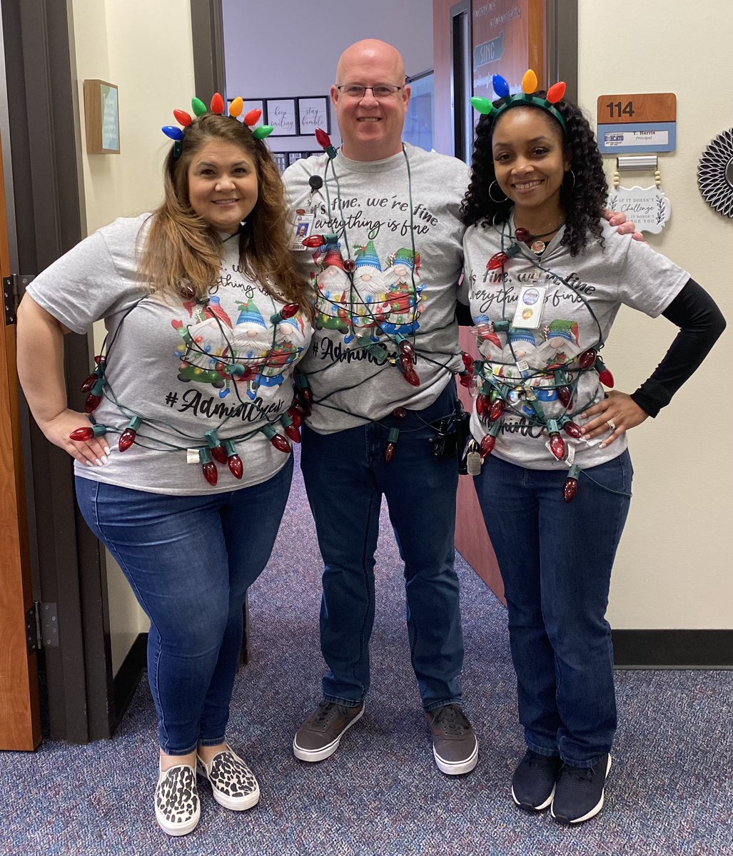 TeraeHarris's tweet photo. “I’m fine… We’re Fine… Everything Is Fine” #AdminCrew @ajbushelem @FMSciTech @AdminVerow #teamdressup #bettertogether https://t.co/ujSi1AxDSj