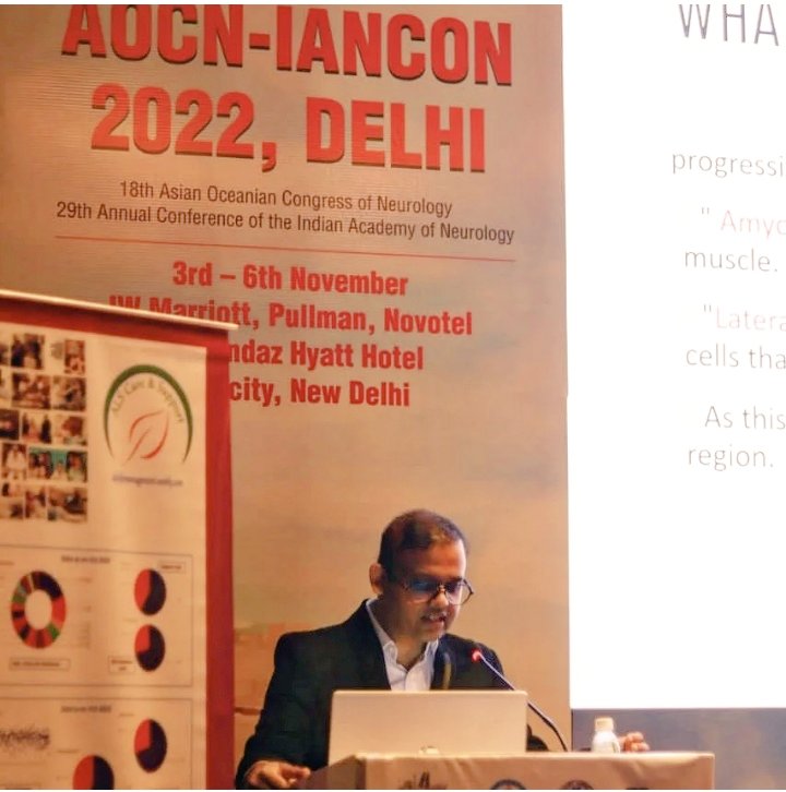 alscasindia's tweet photo. Thank you,Dr Ashutosh Gupta,for your talk at #AOCNIANCON2022 and sharing information about ALS,starting from its brief History.Your guidance has helped many patients in Delhi/NCR.Thank you for supporting us in conference #ENDALS #ALS #NeruronsKiAwaaz #ALScare #ALSpatients https://t.co/HYCKgFJLIU