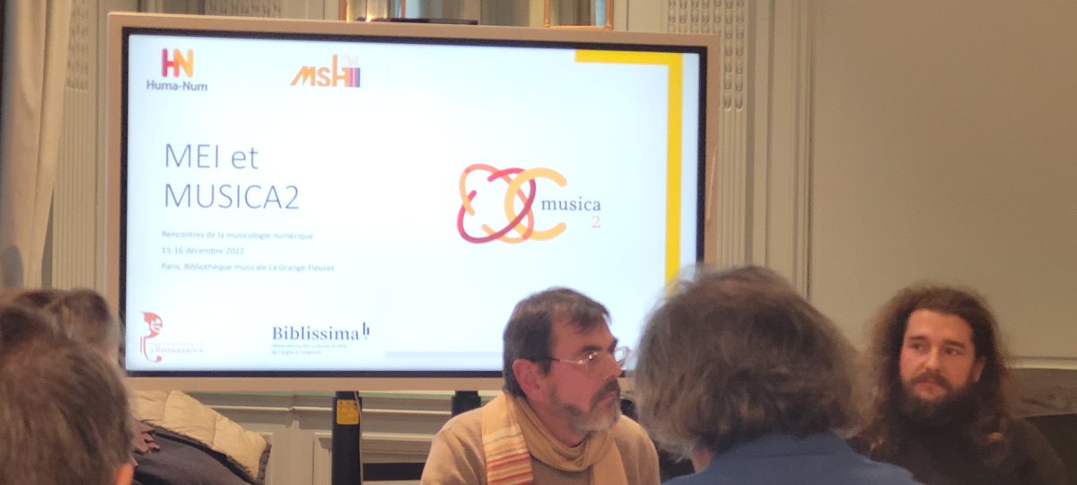 AJoffres's tweet photo. Table-ronde #MEI, logiciels et formats ouverts d'encodage musical. Généricité, préservation, condition de développement de standards.. autant de questions passionnantes soulevées. @Huma_Num #MUSICA2 @biblissima @IReMus3 @CESR_Tours @rism @LilypondUSA https://t.co/vD1E4BXpkx